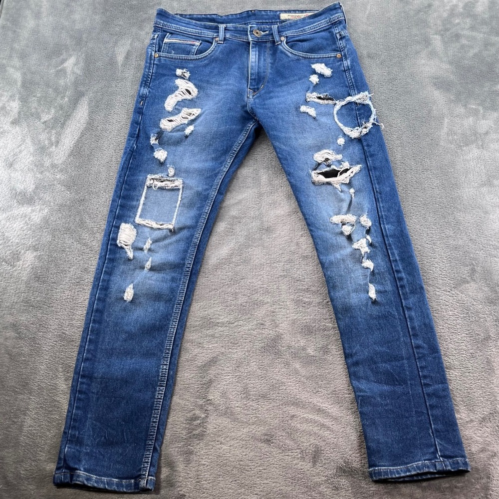 Diesel Industry Denim Division Mens Distressed Ripped Blue Jeans Size 34